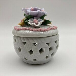 Vintage Porcelain Trinket Holder, Jewlery Holder, Ring Holder, Pill Holder